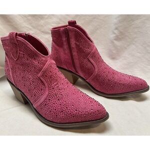 Pierre Dumas Women's Sparkly Pink Heeled Ankle Boots Size 10 Bling